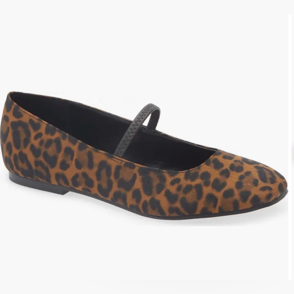 MARC FISHER LTD URELLA MARY JANE FLAT LEOPARD PRINT WOMEN BROWN/BLACK SIZE 5M